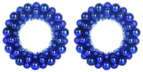 Karácsonyi labda koszorúk 2 pcs Kék 33 x 33 x 7 cm Polisztirol