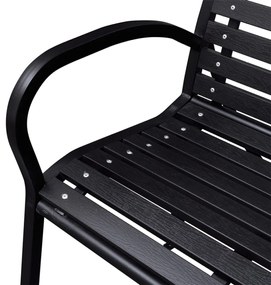 fekete acél és WPC kerti pad 116 cm