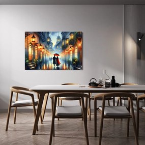 Kép romantikus séta az esős városban