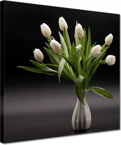 Vászonkép 30x30 Fehér tulipánok vázában