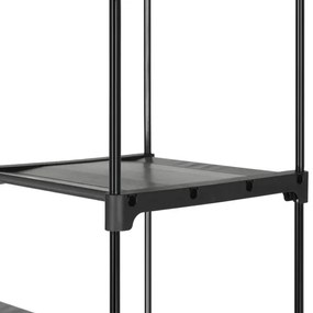 MATIS textilszekrény polcokkal és akasztórúddal, 140 x 174 cm, fekete