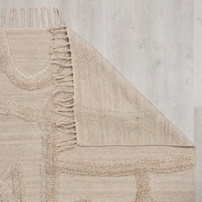 Bézs kézi szövésű gyapjú szőnyeg 200x290 cm Loma – Flair Rugs