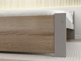 Ágy IKAROS 160 x 200 cm, sonoma tölgy/szürke Ágyrács: Lamellás ágyrács, Matrac: Deluxe 10 cm matrac
