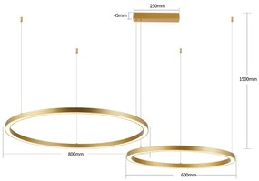 Brilagi - LED dimmelhető, kábelen függő PORTOFINO csillár LED/98W/230V arany +távirányító