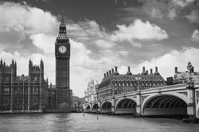 Öntapadó fotótapéta Big Ben Londonban fekete fehérben