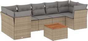 vidaXL 8 részes vegyes bézs polyrattan kerti ülőgarnitúra párnákkal