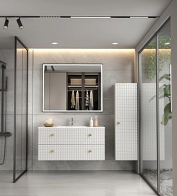 Erga Samira, LED tükör 100x80cm fekete keretben, 2760 lm, 3 fényszín, első világítás, ERG-V01-SAMIRA-1080-BK