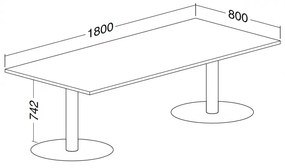 ProOffice tárgyalóasztal 180 x 80 cm, fehér