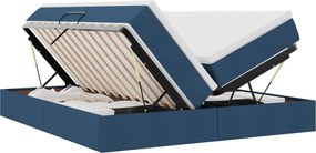 vidaXL Ágy tárolóval és matraccal Kék 200 x 200 cm Poliészter