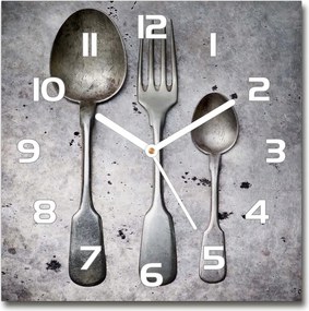 Üveg falióra szögletes Evőeszköz 30x30 cm