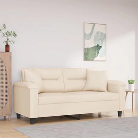 2 személyes bézs mikroszálas szövetkanapé párnákkal 140 cm