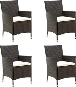 vidaXL 4 db barna polyrattan kerti szék párnával