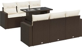 vidaXL 7 részes barna polyrattan kerti ülőgarnitúra párnákkal