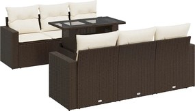 vidaXL 7 részes barna polyrattan kerti ülőgarnitúra párnákkal
