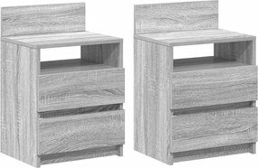 vidaXL 2 db szürke sonoma színű éjjeliszekrény 2 fiókkal 40x33x60 cm