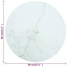 fehér edzett üveg asztallap márványdizájnnal Ø80 x 1 cm