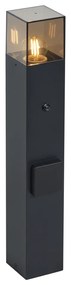 Modern kültéri oszlopos lámpa fekete füstüveggel 50 cm alkonyatérzékelővel IP44 - Denmark