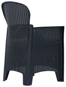 2 db antracit rattan hatású műanyag kerti szék párnával