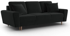 Fekete bársony kinyitható tárolóhelyes kanapé 235 cm Kyoto – Cosmopolitan Design