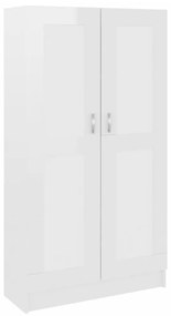 magasfényű fehér szerelt fa könyvszekrény 82,5 x 30,5 x 150 cm