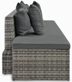 4-részes szürke polyrattan kerti bútorszett párnákkal