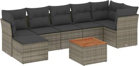 vidaXL 8 részes szürke polyrattan kerti ülőgarnitúra párnákkal