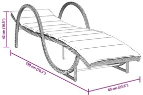 világosszürke polyrattan napozóágy párnával 60x199x42 cm