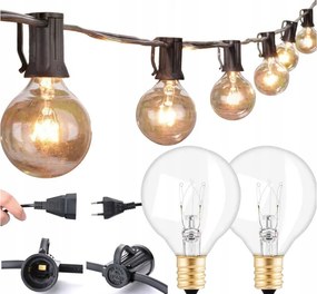 Kerti Fényfüzér Lámpa 15M Lánc 25 Izzó Erkély Terasz