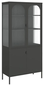 fekete üveg és acél magasszekrény 90 x 40 x 180 cm