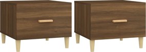 vidaXL 2 db barna tölgy szerelt fa dohányzóasztal 50 x 50 x 40 cm