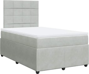 vidaXL világosszürke bársony rugós ágy matraccal 120 x 190 cm