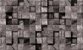 Flizelin fotótapéta Fa blokkok és befőttesüvegek szürke természet 208x146 +ragasztó