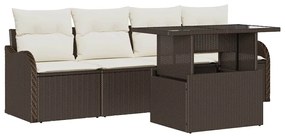 Kerti Kanapé Szett 5 pcs Barna 100 x 55 x 73 cm Poli rattan