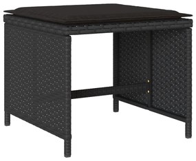 vidaXL 17 részes fekete polyrattan kerti étkezőgarnitúra párnákkal