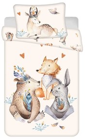 Bézs pamut gyerek ágyneműhuzat babaágyhoz 100x135 cm Animals "Woodland" – Jerry Fabrics