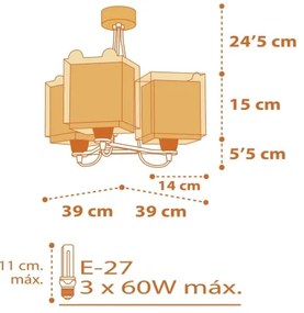 Dalber 64567 - Gyerek csillár LITTLE TIGER 3xE27/60W/230V