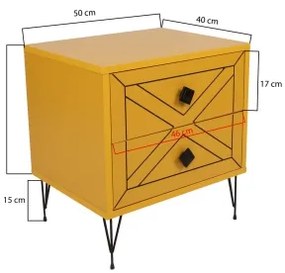 Éjjeliszekrény LUNA 55x50 cm sárga