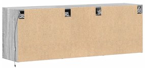 szürke sonoma színű fali TV-szekrény LED-del 130x31x45 cm