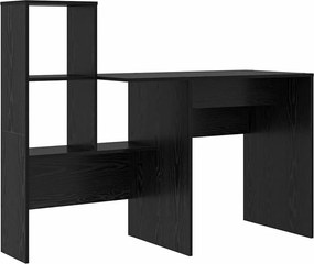 vidaXL Asztal polcokkal Fekete tölgy 131,5 x 50 x 106,5 cm Faanyag
