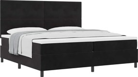 vidaXL Boxrugós ágy matracmal fejtámlával Fekete 200 x 200 cm szövet