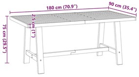 Étkezőasztal NOAIN A alakú lábak 180x90x75 cm tömör fa fenyőfa