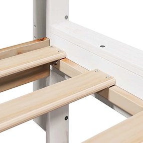 fehér tömör fenyőfa könyvespolcos ágy matrac nélkül 100x200 cm
