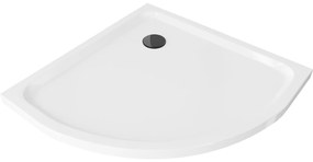 Mexen SLIM - Negyedkör alakú zuhanytálca 90x90x5cm + fekete szifon, fehér, 41109090B