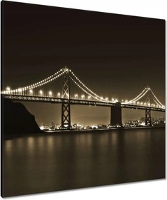 Vászonkép 90x90 Híd az éjszakában szépia