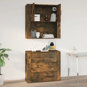 füstös tölgy színű szerelt fa fali szekrény 80x33x80 cm
