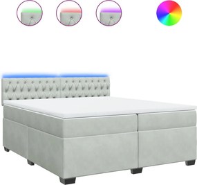 vidaXL világosszürke bársony rugós ágy matraccal 200x200 cm