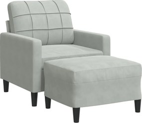 vidaXL világosszürke bársony kanapéfotel lábtartóval 60 cm