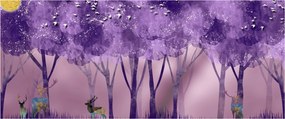 Kép - Szarvasok egy varázslatos erdőben (120x50 cm)