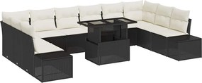 vidaXL Kerti Kanapé Szett párnával 11 pcs Fekete és krémszínű
