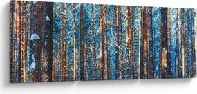 Kép - téli erdő (órával) (90x30 cm)
